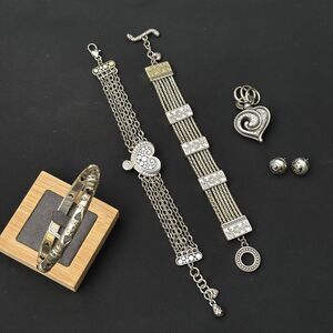 Brighton Jewelry Lot 5pcs Bracelets Bangle Earrings Pendant Silver Tone Vintage